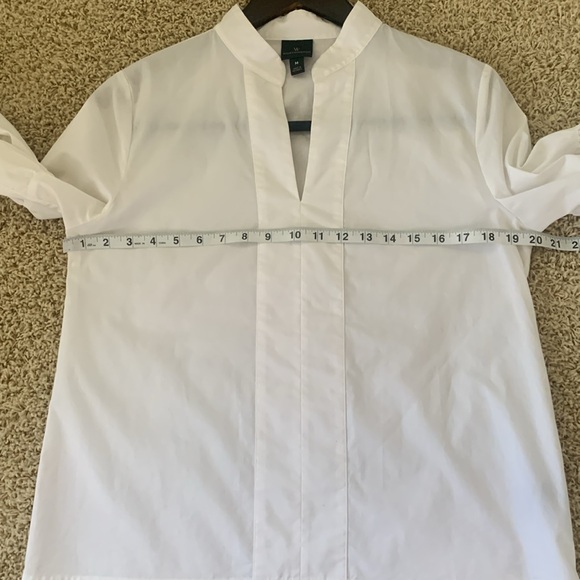 Worthington high collar v neck flare bell sleeve white women’s top SZ M - Picture 9 of 11